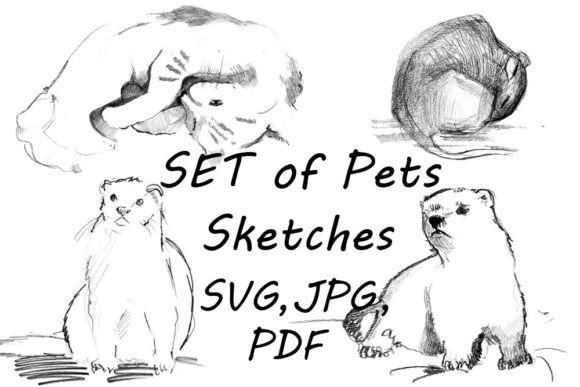 Download Set of Simple Pencil Sketches Pets - Pets Collection