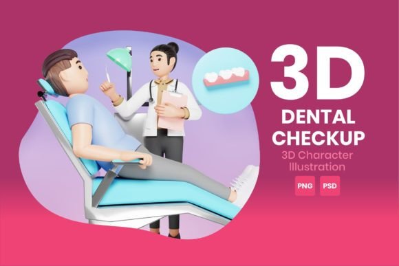 Download Dental Checkup 3D Character Illustration - Illustration Collection
