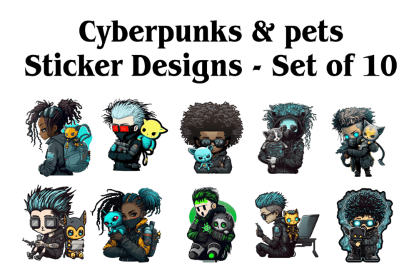 Download Cyberpunks with Pets Sticker Designs - Pets Collection