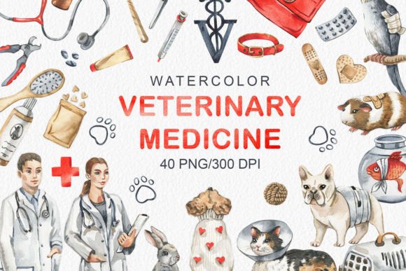 Download Watercolor Veterinary Medicine Clipart - Medicine Collection
