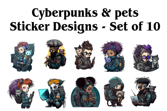 Download Cyberpunks &amp; Pets Sticker Designs - Pets Collection