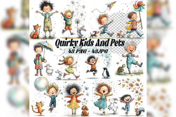 Download Whimsical Kids &amp; Pets Clipart Set - Pets Collection