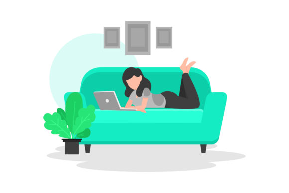 Download Illustration of Working with a Laptop - Illustration Collection
